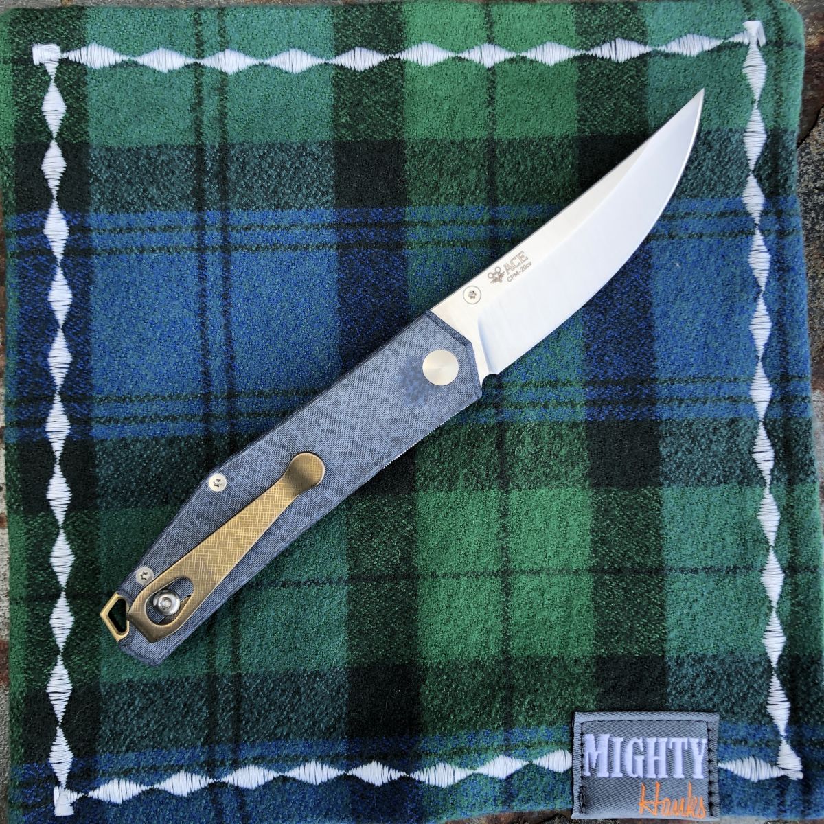 デカクマ GiantMouse ACE Clyde Denim Micarta CPM 20cv Satin Blade (CLYDE